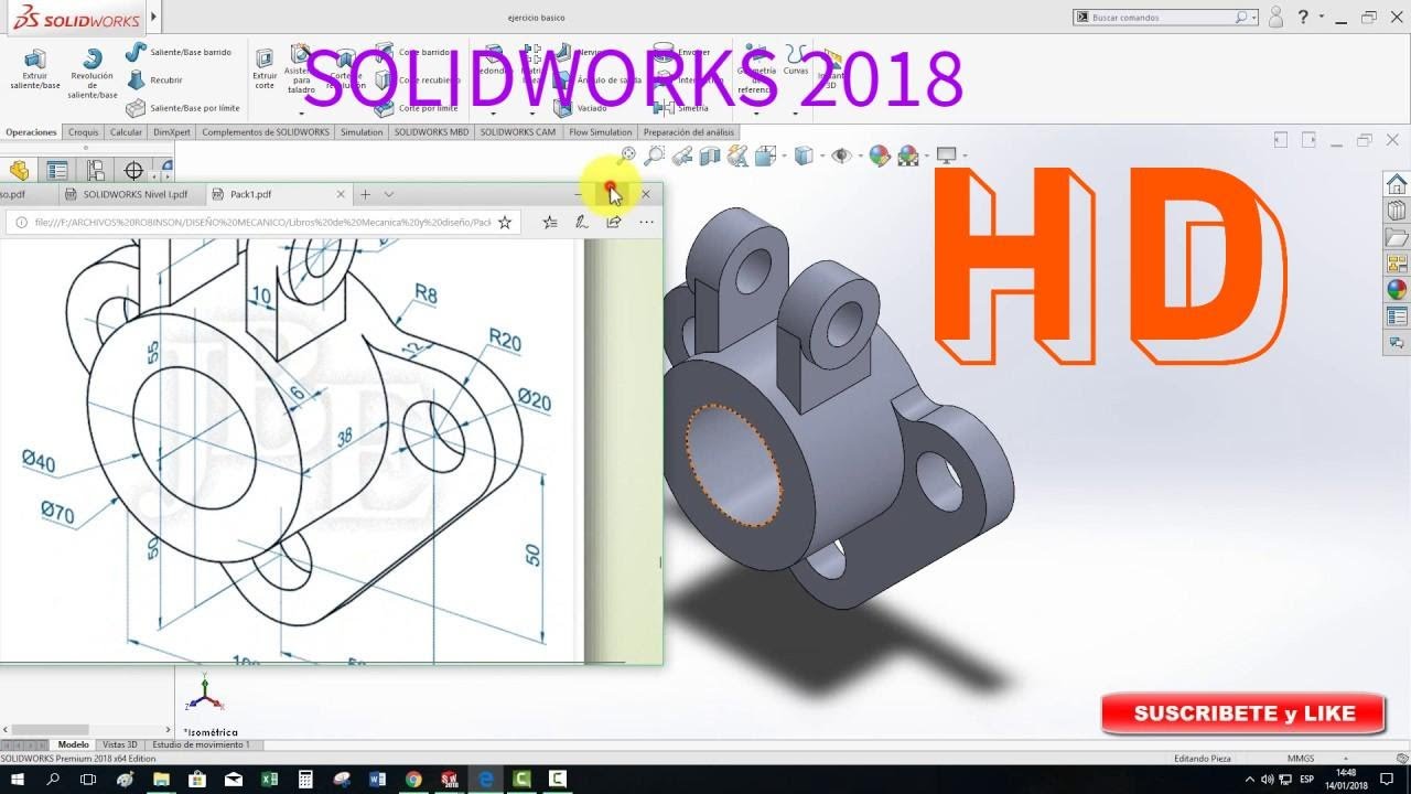 Tutorial de Solidworks 2018, pasar pieza a plano 2d, como hacer plano en solidworks.