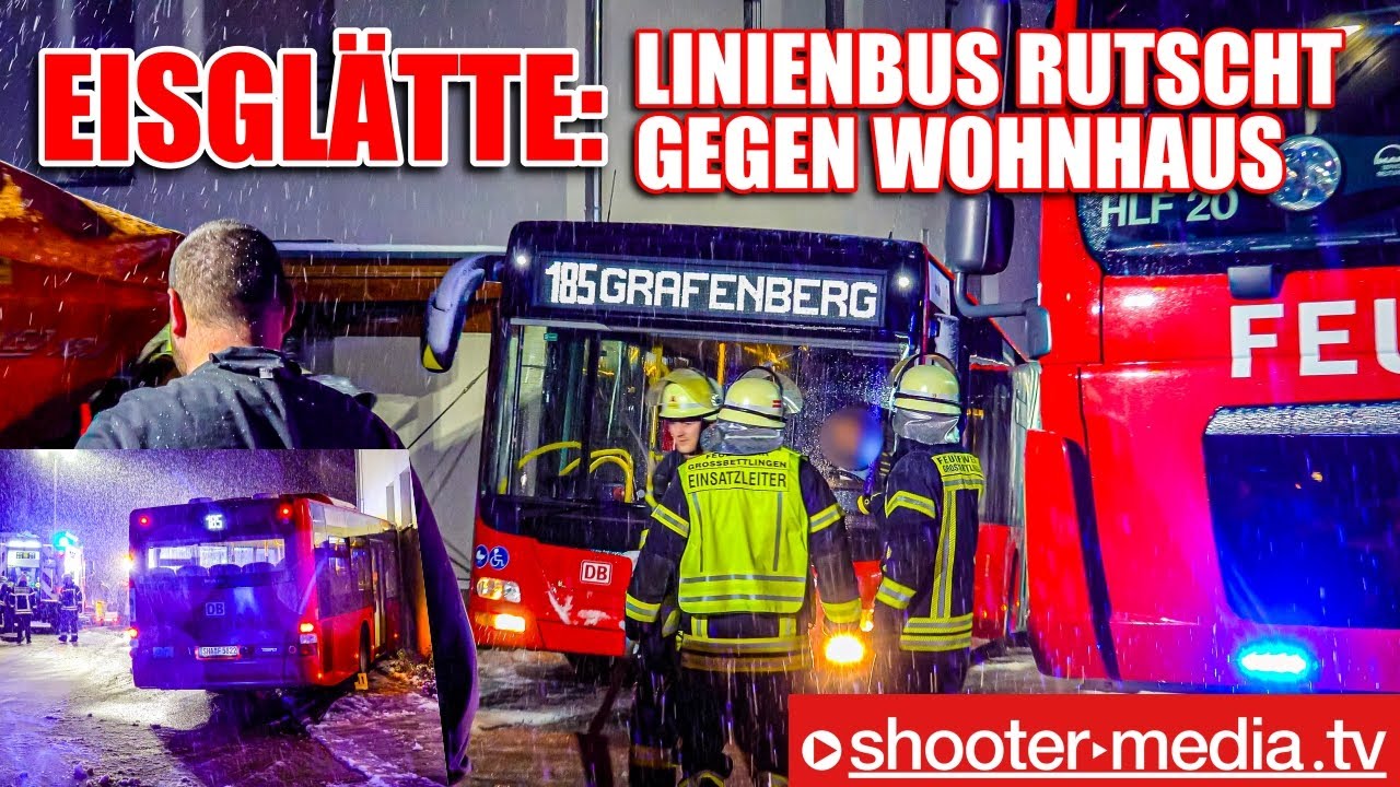 ❄️  EISGLÄTTE mit SCHNEEFALL - BUS RUTSCHT GEGEN HAUS  ❄️ | 🚒  Feuerwehr & Winterdienst aktiv  🚒