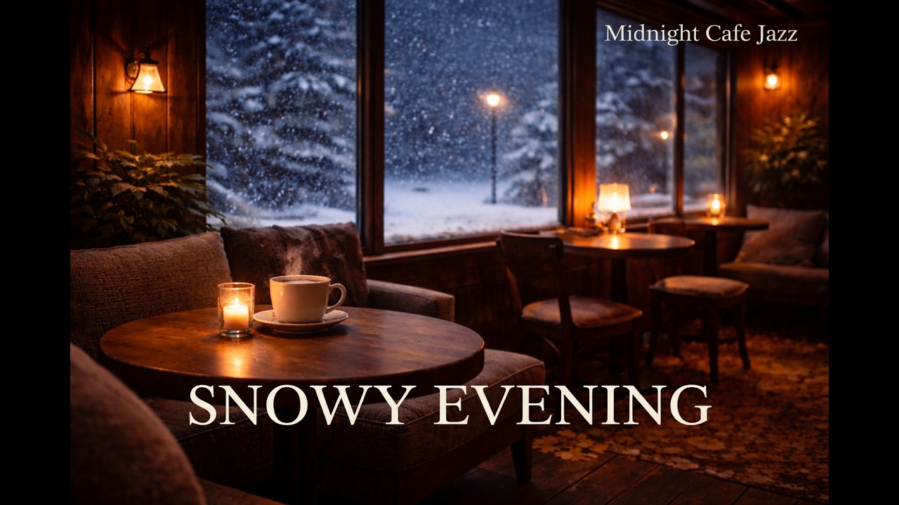 Snowy Evening Cafe ⛄ Fireplace Jazz for Calm Winter Nights