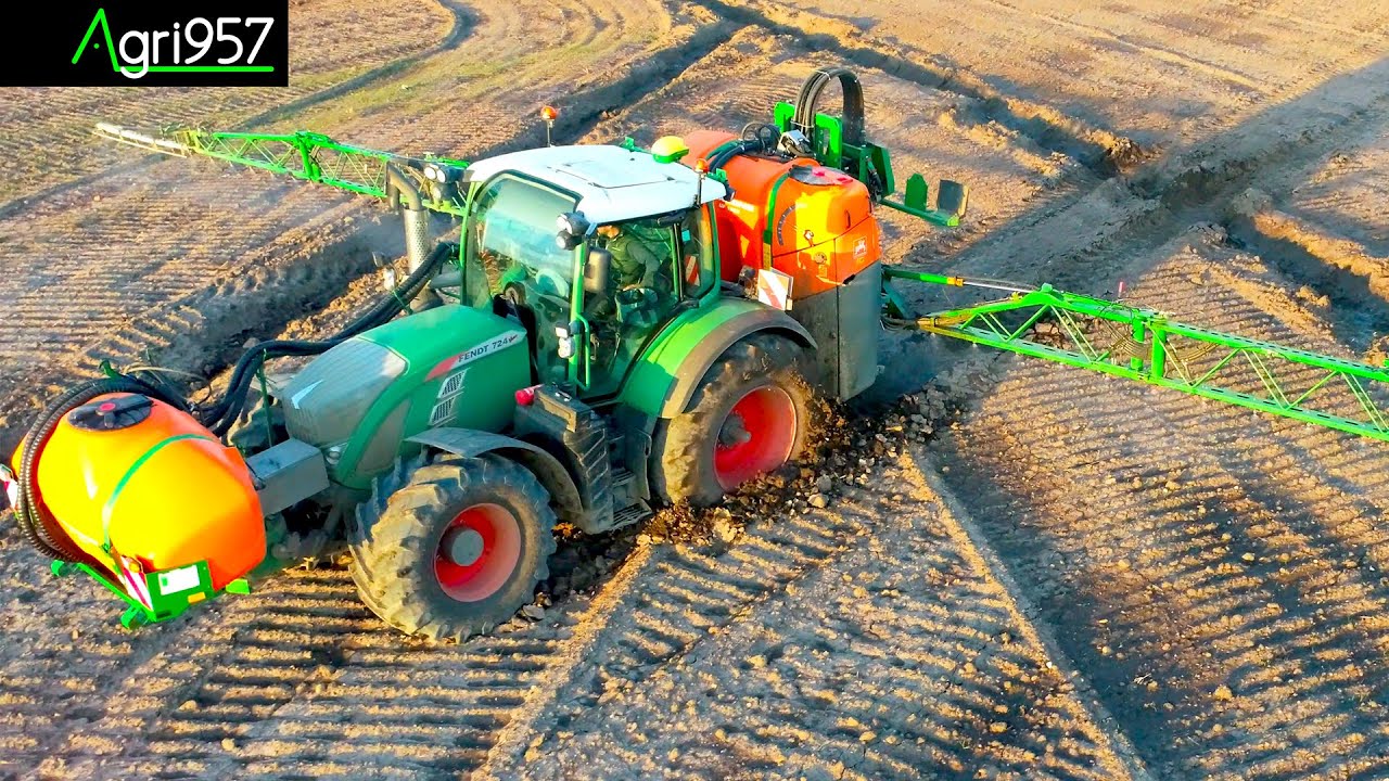 EXTREME AT LIMIT!  CONDIZIONI UMIDE: FENDT 724 VARIO & AMAZONE UF TWIN 2801 30m - DISERBO A 15 km/h!