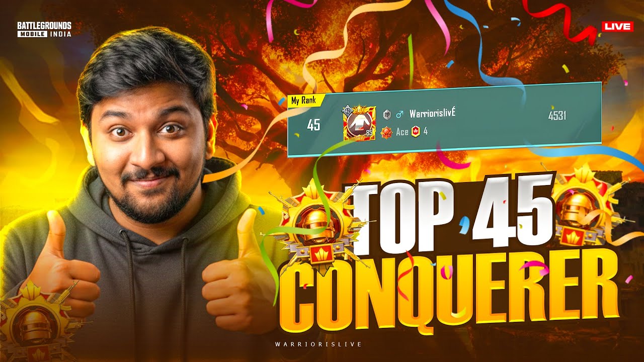 INDIA'S TOP 45 CONQUEROR DONE😍 || BGMI LIVE TELUGU || WARRIOR IS LIVE - 2145
