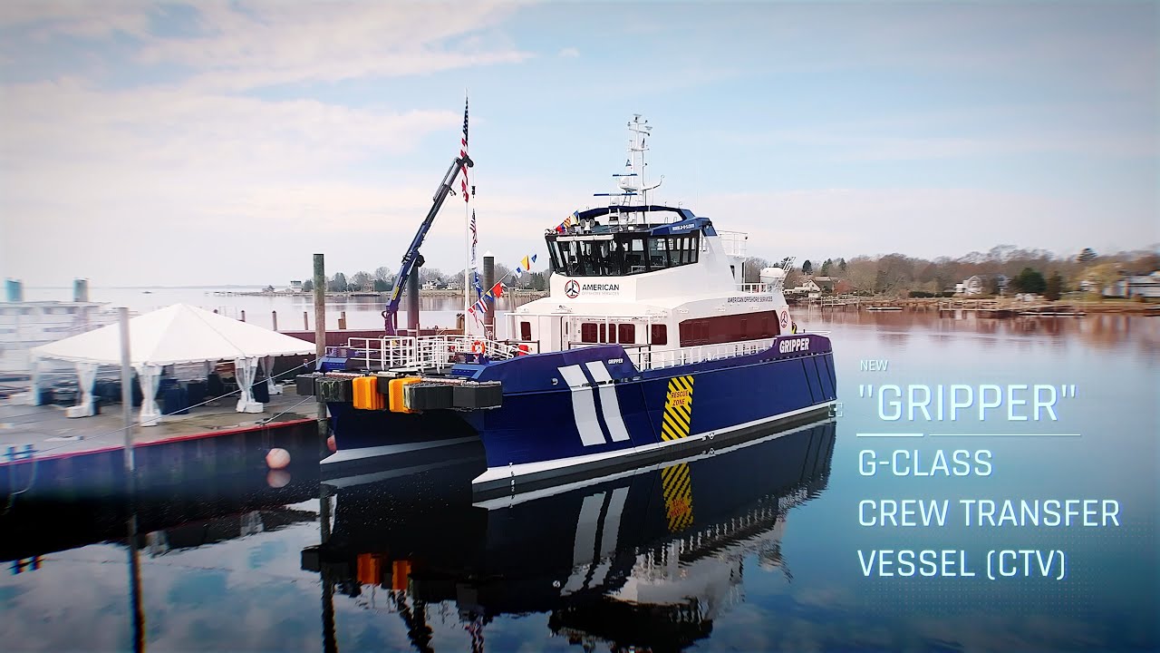 Launch of the Gripper: Offshore Wind Farm Crew Transfer Vessel