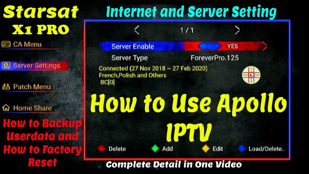Starsat X1 Pro Internet and Server Setting with How to Use Apollo IPTV and Factory Reset in Urdu