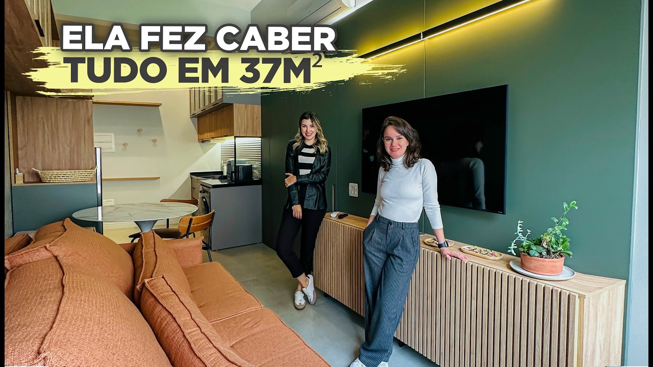 TOUR pelo APÊ de 37m² muito BEM RESOLVIDO: COMPACTO, FUNCIONAL e ILUMINADO | Gaby Garciia