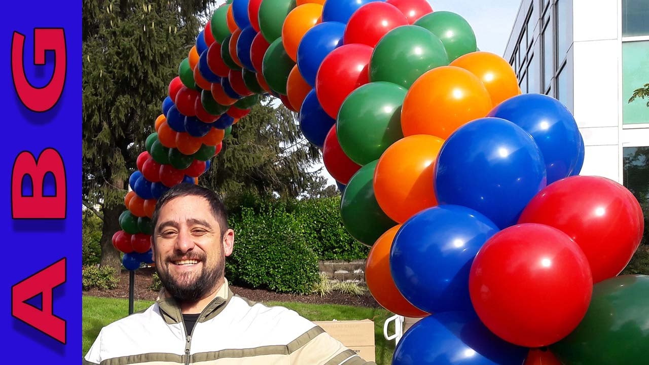How to make a spiral balloon arch with 4 colors using helium