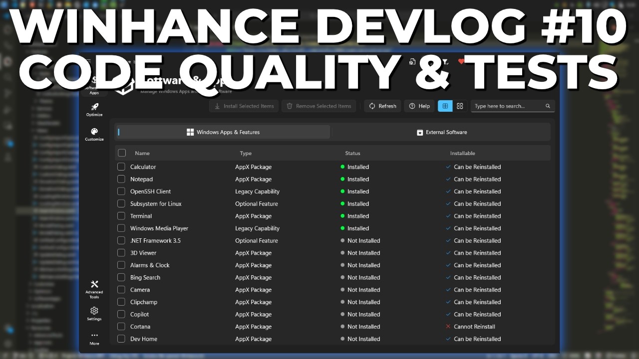 Code Quality Refactor & Adding Tests | Winhance Devlog #10