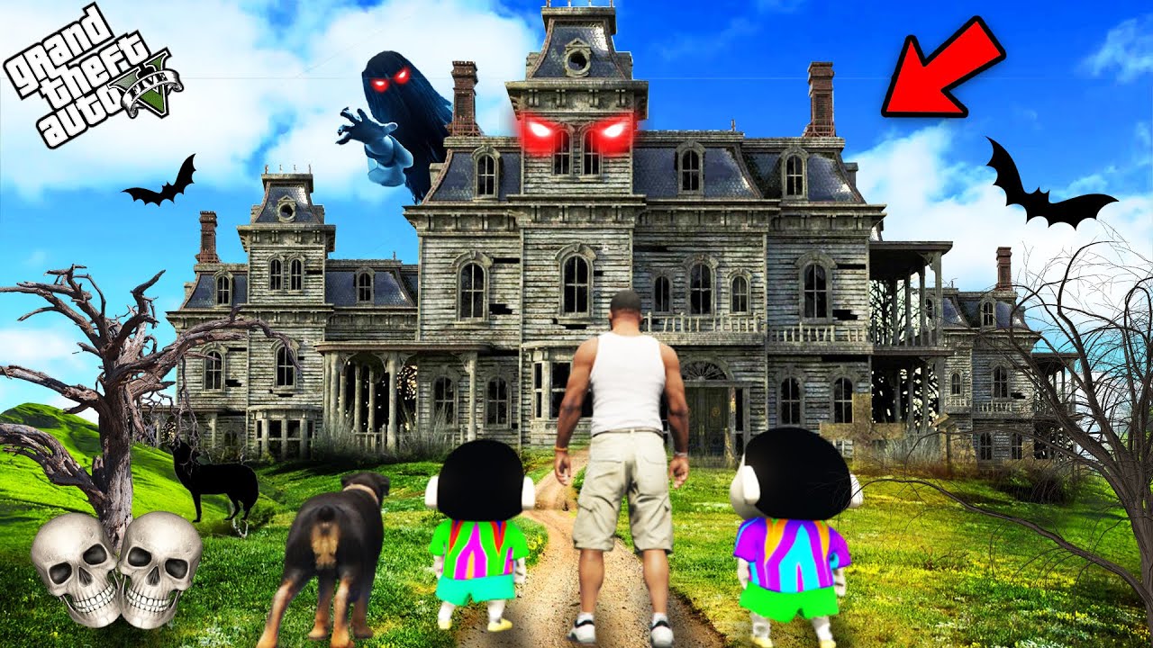 GTA 5 : Franklin Went To Horror And Ghost House With Shinchan in GTA 5 ! (GTA 5 mods)