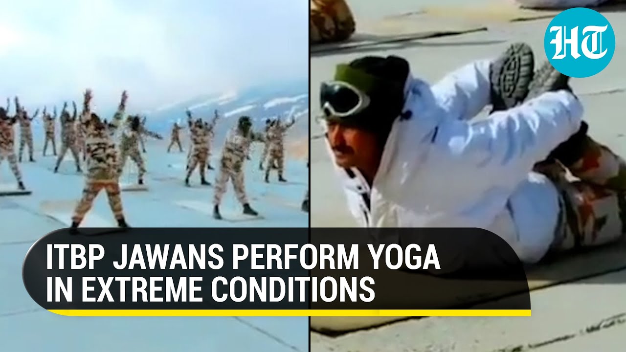 ITBP jawans do Yoga in snow-capped Himalayas; Practice at 15,000 feet ahead of Int'l Yoga Day