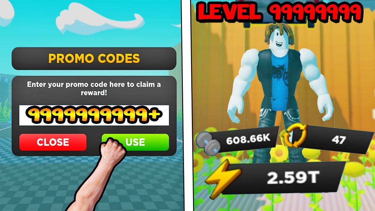 USEI O CÓDIGO SECRETO DE PODER NO STRONGMAN SIMULATOR E FIQUEI MUITO FORTE!! (ROBLOX)