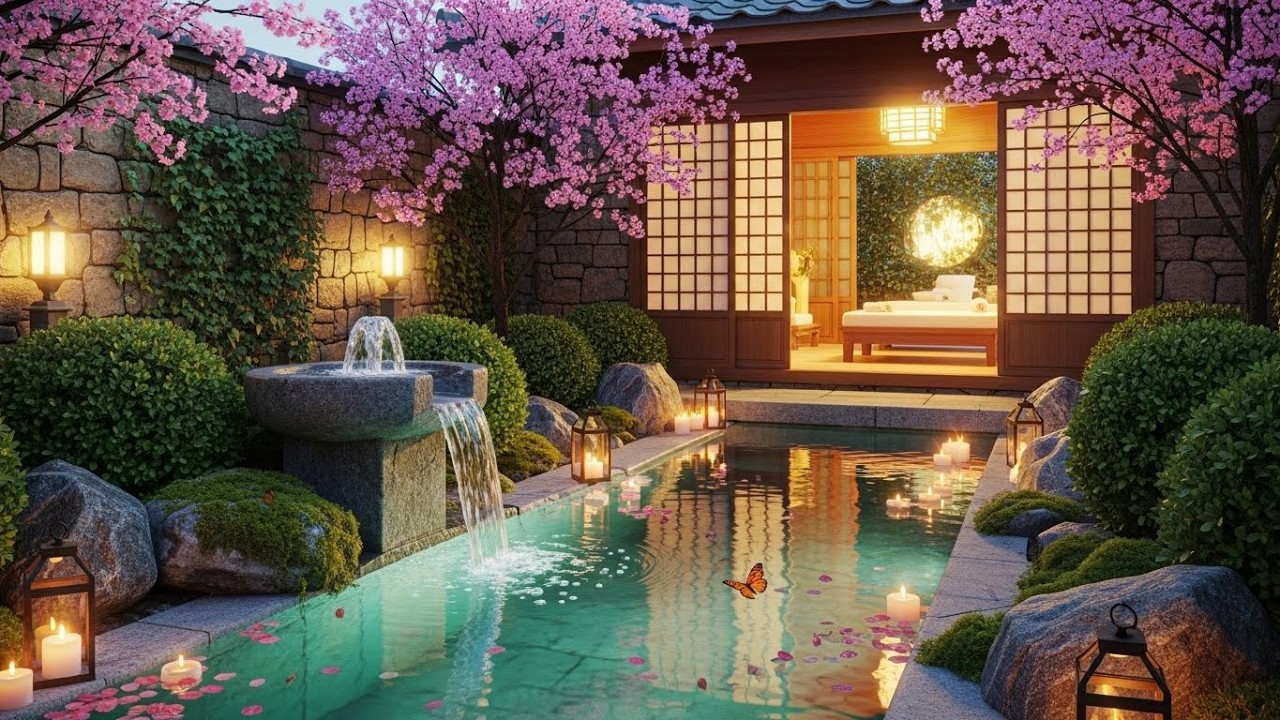 1 Hour Piano & Calming Water Sounds  Deep Relaxation for Sleep & Stress Relief