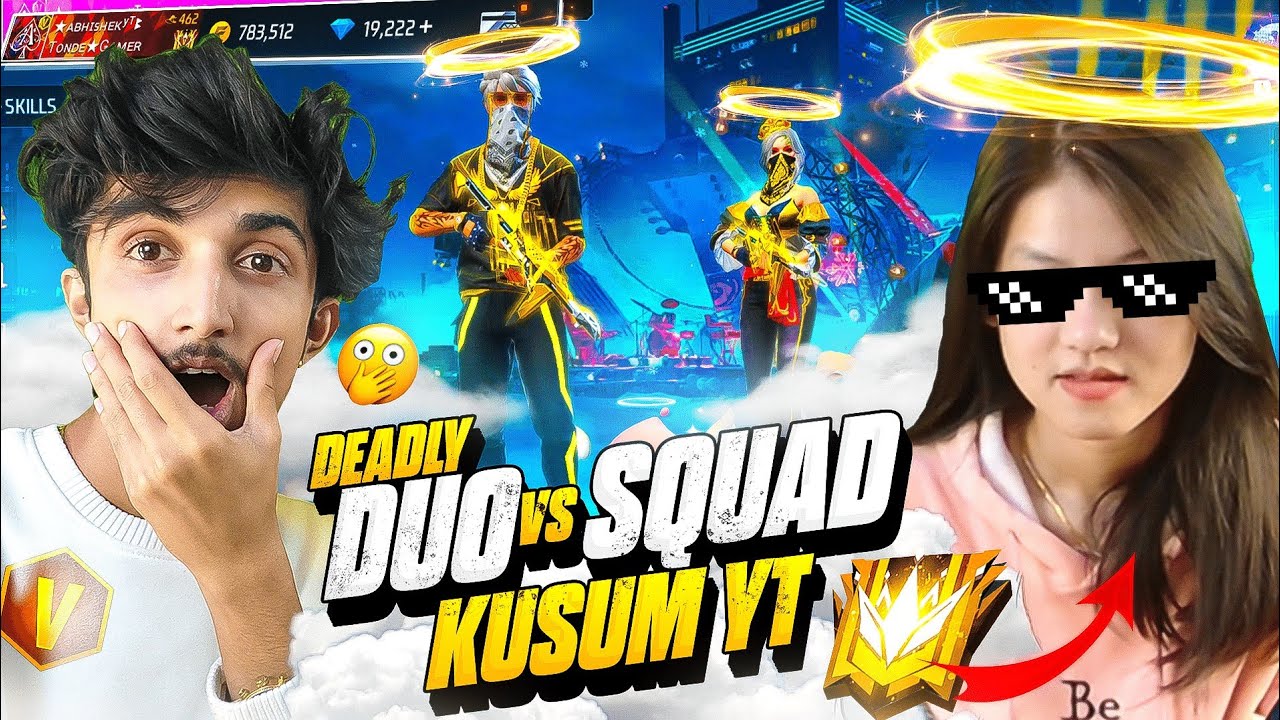 DEADLY💀 DUO VS SQD@KUSUMYT  || New Golden Elite Pass ||FUNNY GAMEPLAY || GARENA FREE FIRE 🔥