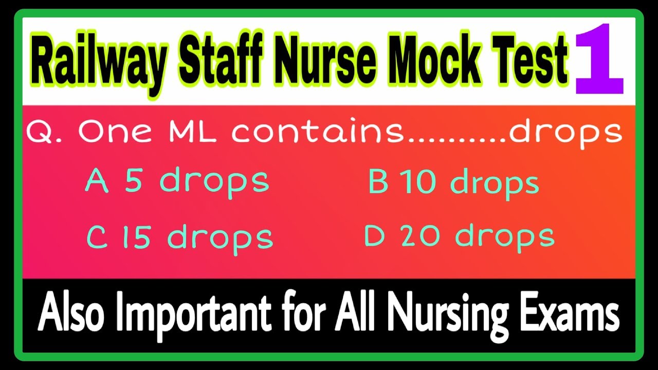 RRB Staff Nurse Mock Test~1 || RRB Model Paper || Important MCQ for Nursing All Nursing Exams