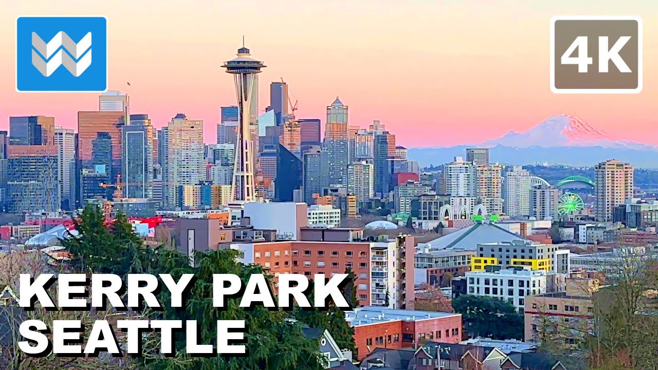 [4K] SEATTLE SKYLINE BEST VIEWPOINT - Kerry Park in Queen Anne Hill - Sunset Walking Tour Vlog