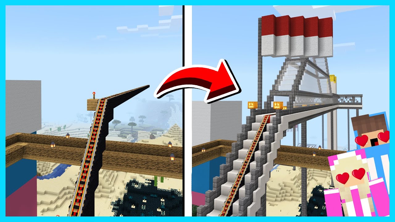 MIPAN & ZUZUZU Bangun Ulang Roller Coaster Jelek Jadi Super Mewah Di Minecraft! LEWAT JALAN RAHASIA!
