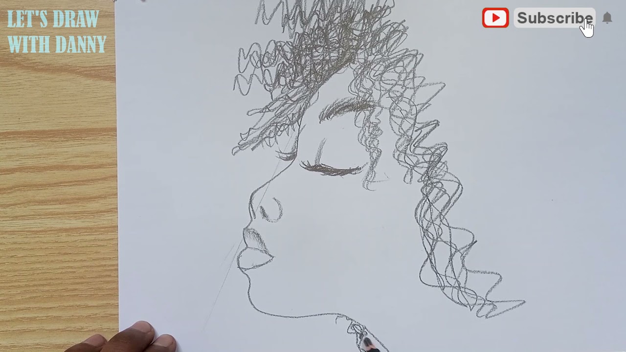How to draw black Afro  girl face , how to draw African-American girl , how to draw black girl face