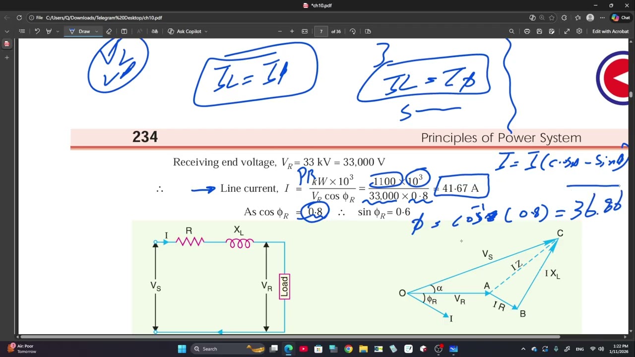 ch10 Performance of Transmission Lines | short length circuit