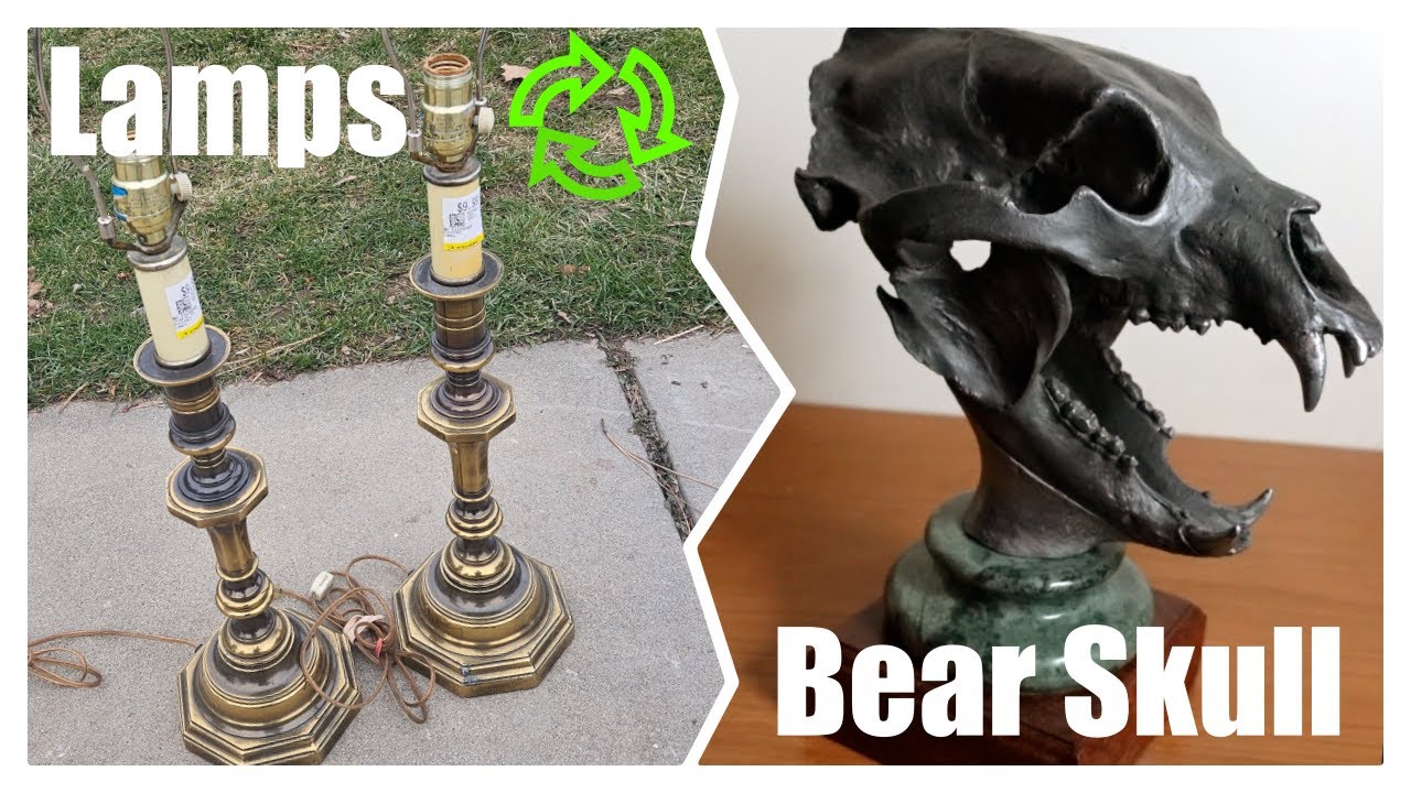 Lost Wax Bear Skull Made from Table Lamps and Hellfire