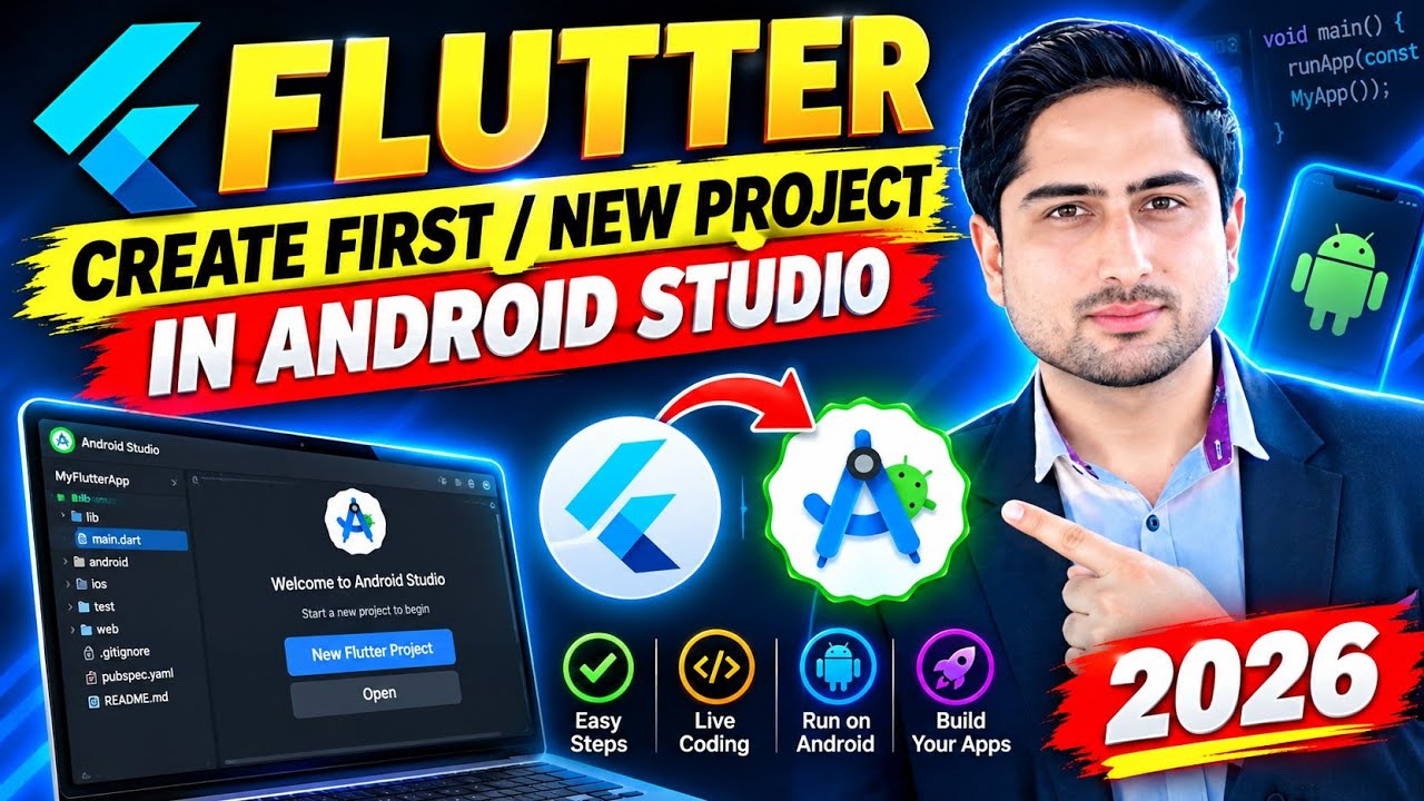 How to Create First Flutter Project In Android Studio (Update) 2026 | Create and Run New Flutter App