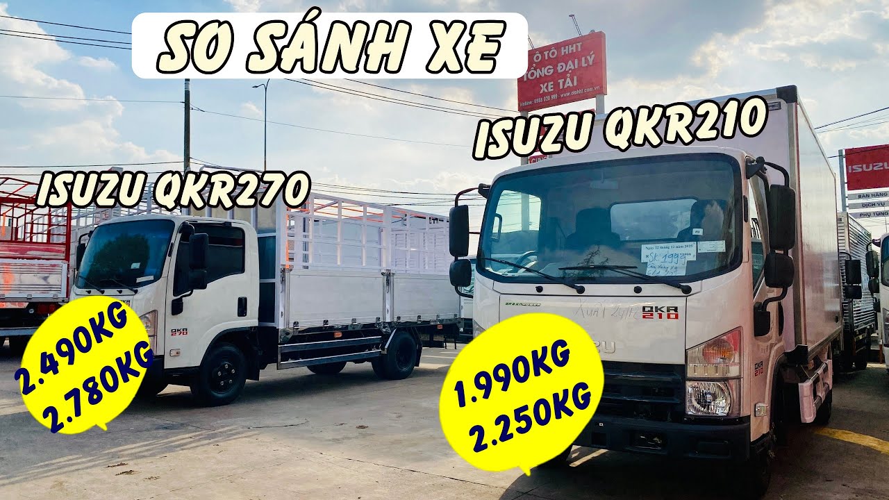 So sánh Isuzu QKR210 và Isuzu QKR270 | Isuzu Sài Gòn báo giá xe tải Isuzu Đầu Vuông QKR Mới