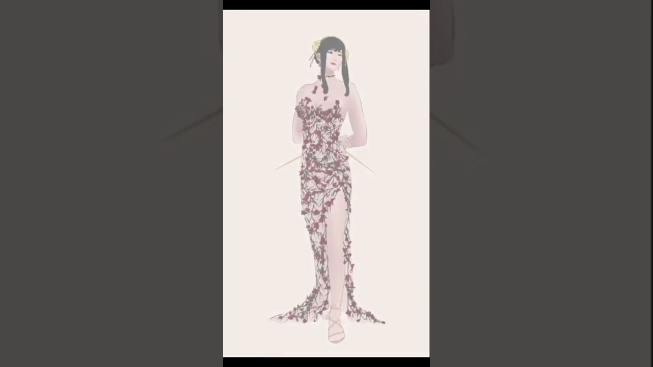 Digital Art Painting of Yor Forger from anime SPYxFamily in a Dress of Thorns 