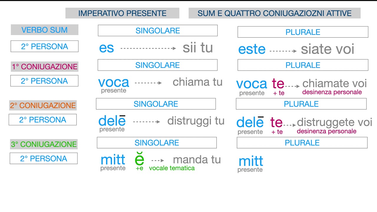 LATINO IMPERATIVO PRESENTE SUM E QUATTRO CONIUGAZIONI
