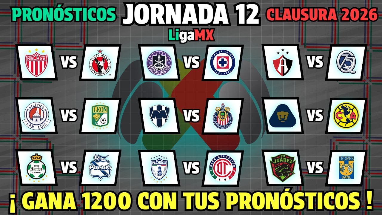 PRONÓSTICOS para la JORNADA 12 Liga MX CLAUSURA 2026