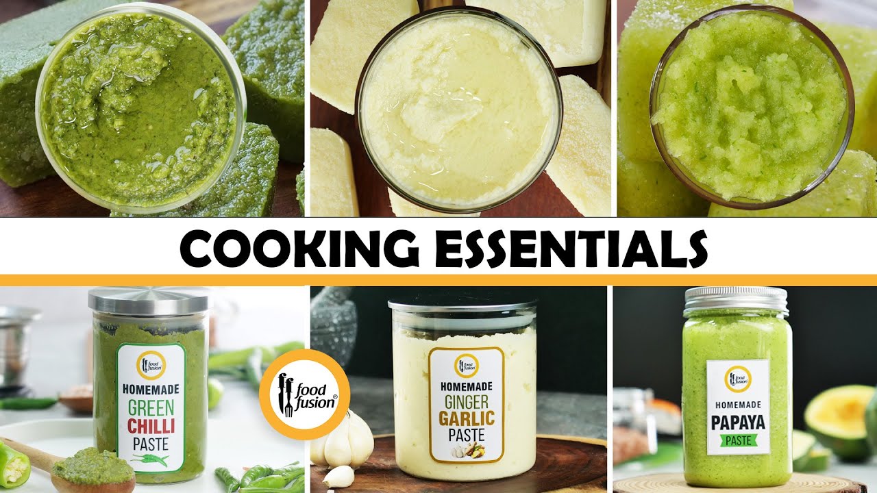 Cooking Essentials - Ginger Garlic , Papaya & Green Chili Paste -  Recipe by Food Fusion