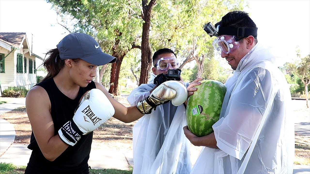 UNDEFEATED SENIESA ESTRADA SMASHES WATERMELONS  & BEATS THE CRAP OUT OF FIGHT HUB TV TEAM