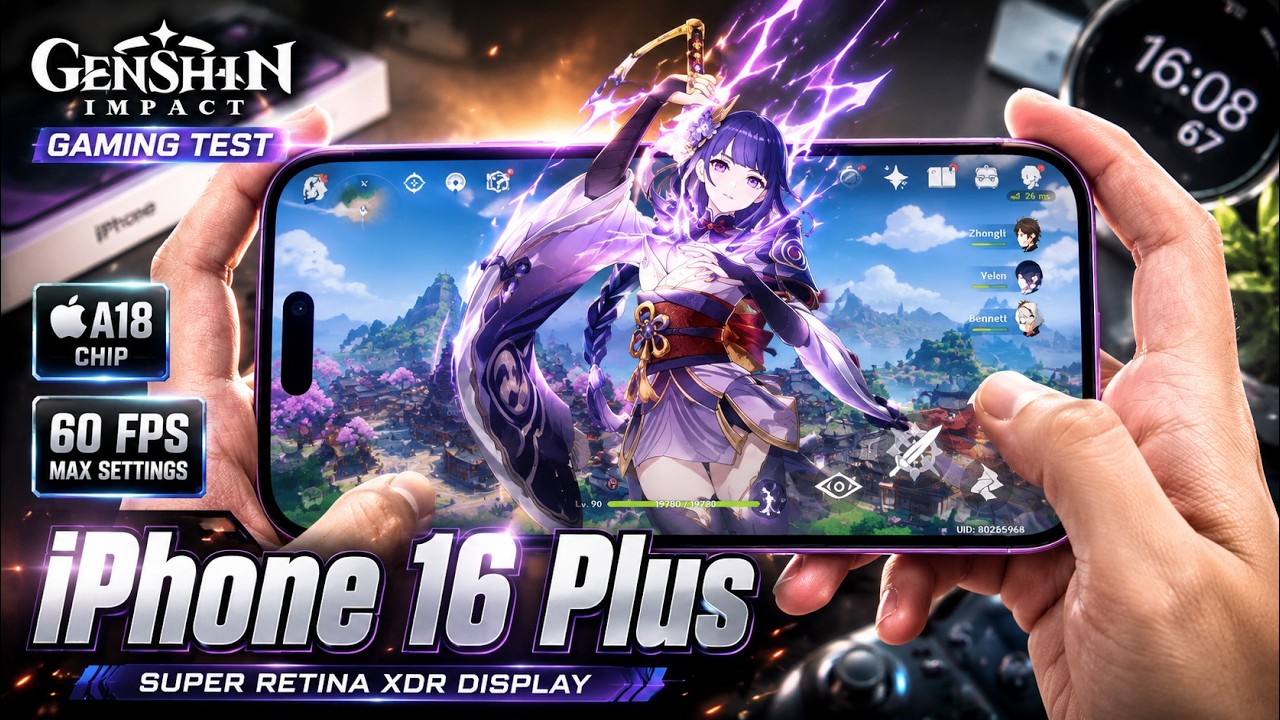 iPhone 16 Plus Genshin Impact Gaming Test 2026 | Apple A18, Super Retina XDR Display