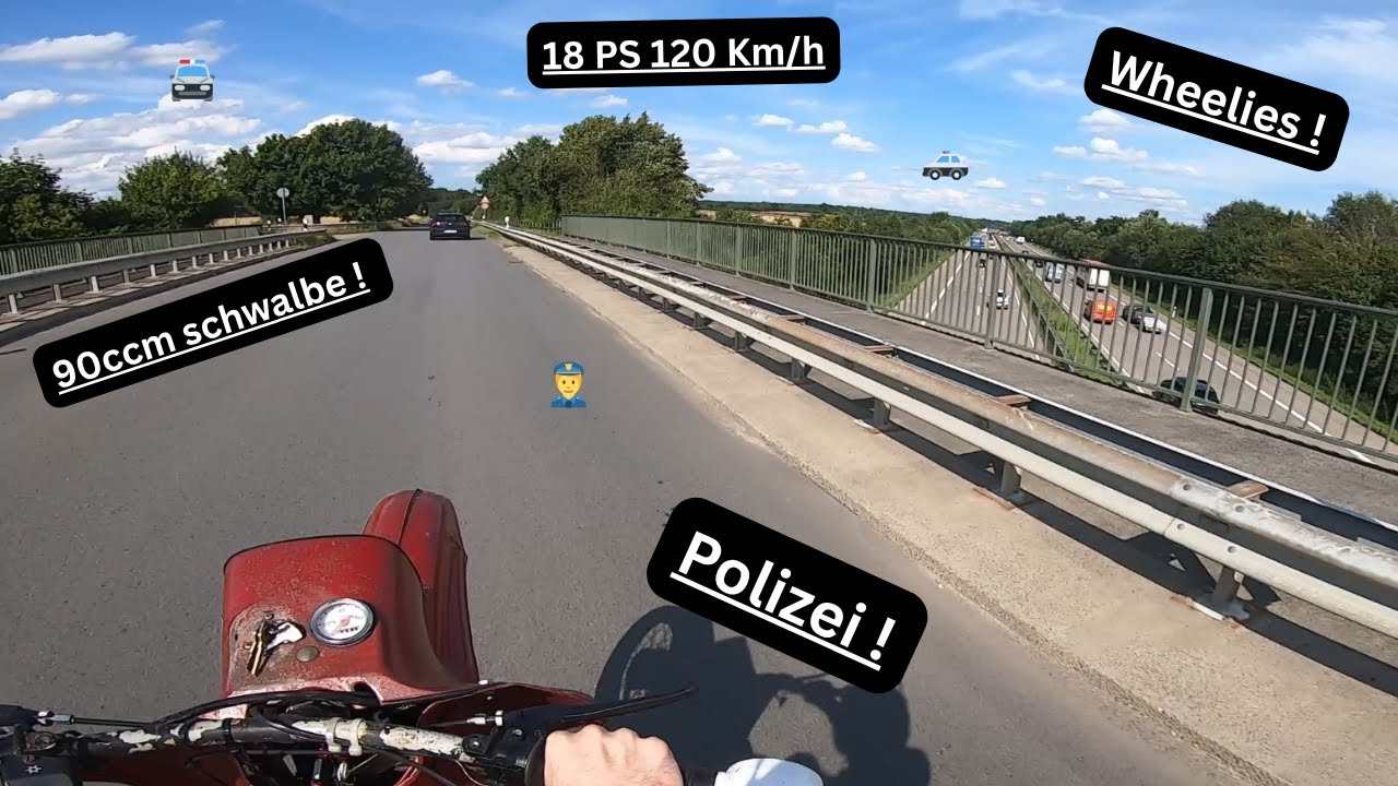 Simson Tuning Schwalbe 90ccm 18ps Trifft auf Polizei !😵 / Simson Edit Wheelies Polizei Angry People