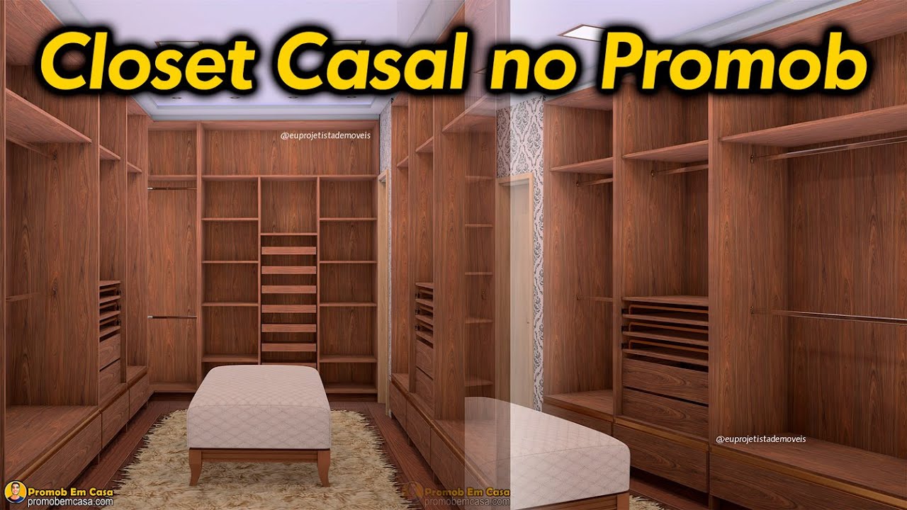 PROJETO CLOSET CASAL NO PROMOB PASSO A PASSO Curso Promob em Casa