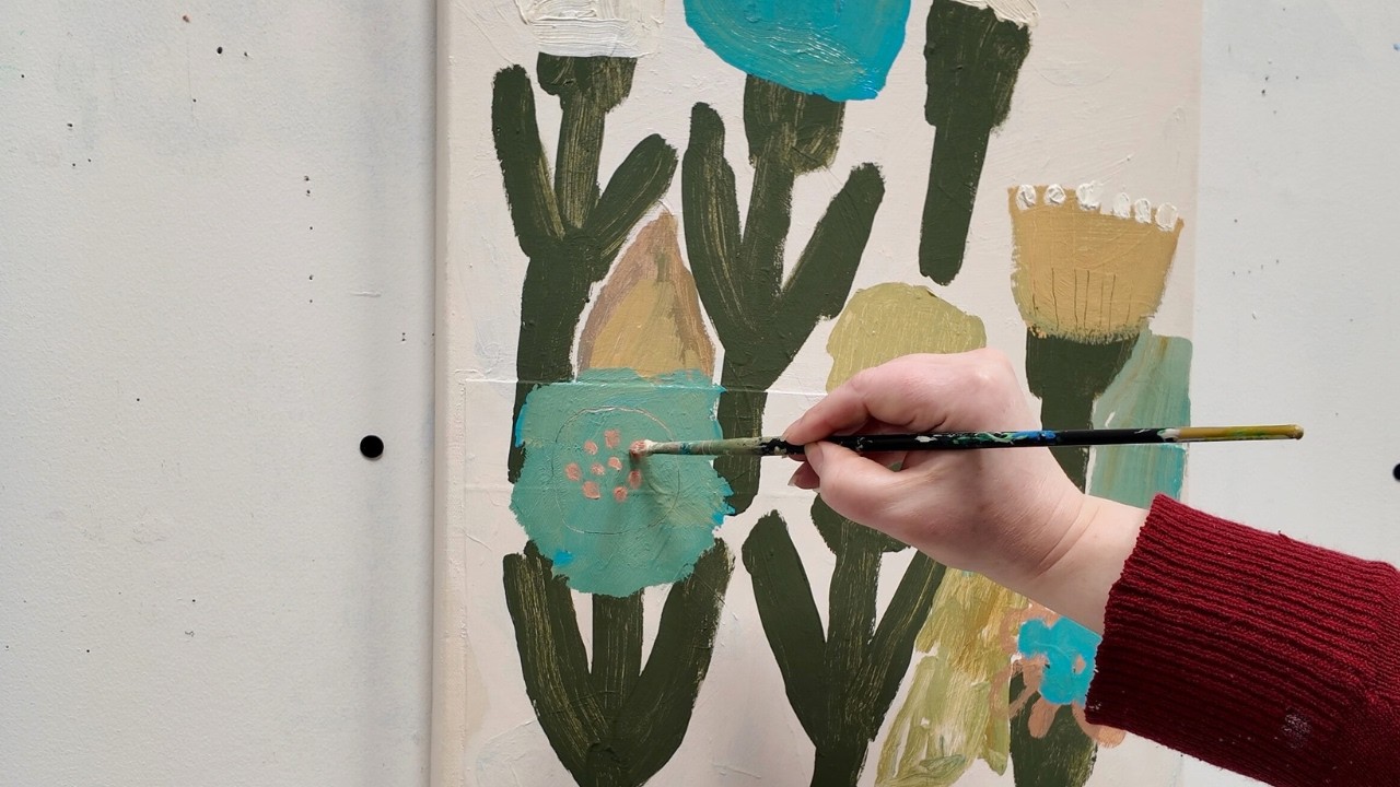 Quiet Painting Session | Loose Floral Piece (Real Time)