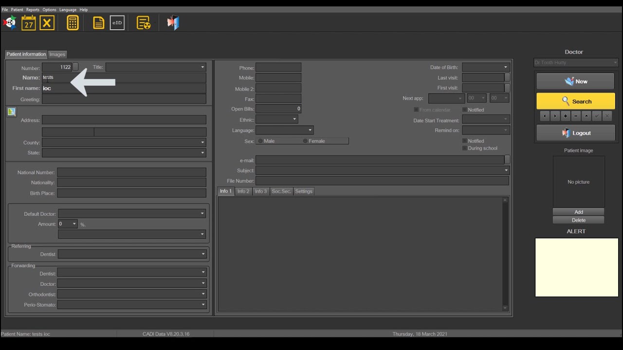 Add or search a patient with CADI DATA