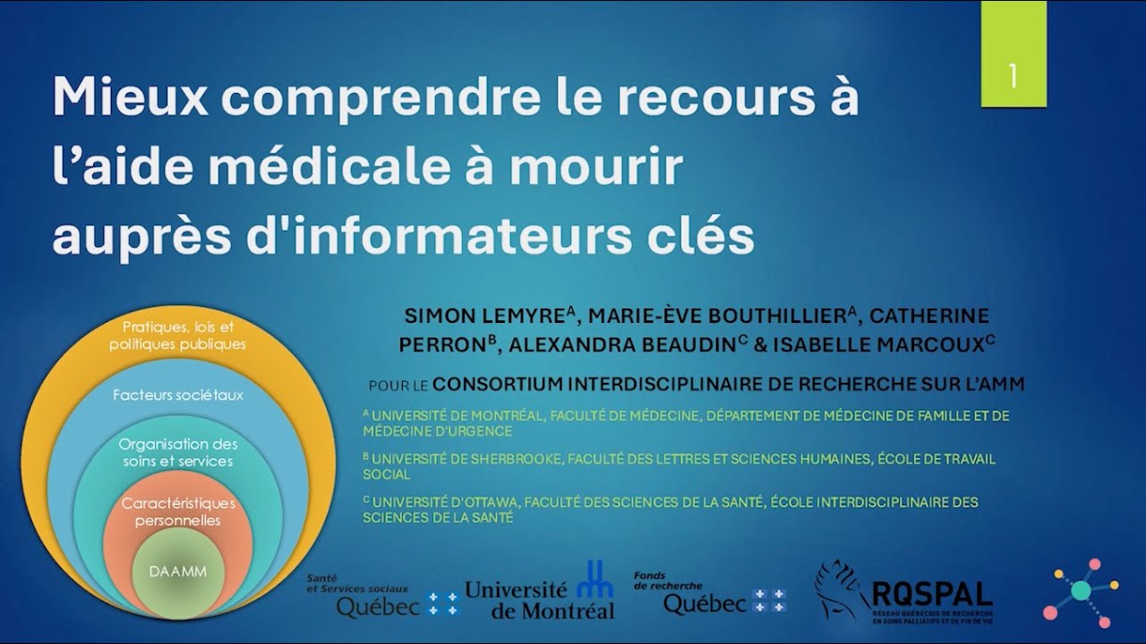 Mieux comprendre le recours à l'aide médicale à mourir auprès d'informateurs clés