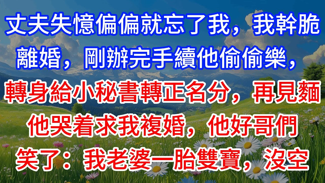 【完結】丈夫失憶偏偏就忘了我，我幹脆離婚，剛辦完手續他偷偷樂，轉身給小秘書轉正名分，再見麵他哭着求我複婚，他好哥們笑了：我老婆一胎雙寶，沒空