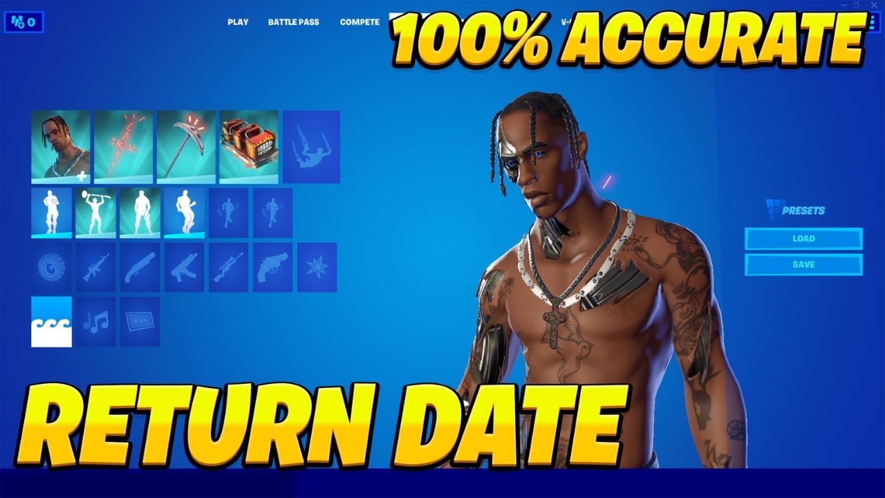 Travis Scott skin RETURN RELEASE DATE! (Travis Scott coming back!)