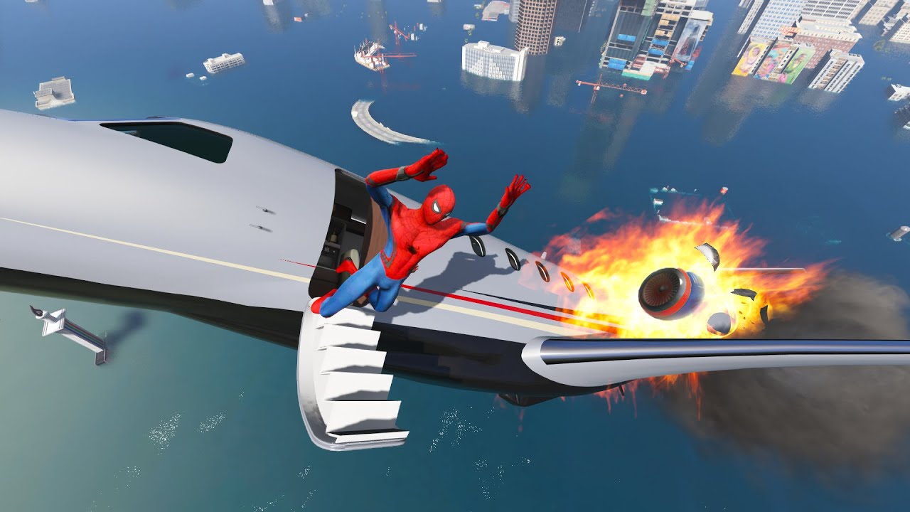 GTA 5 Crazy Plane Crashes | Spiderman Ragdolls Ep.27 (Euphoria Physics)