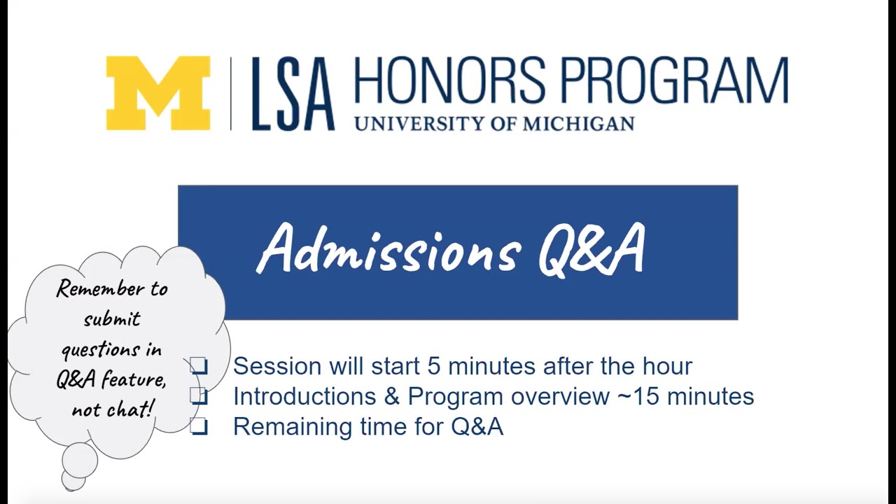 Honors Admissions Q&A - 3/19/2021