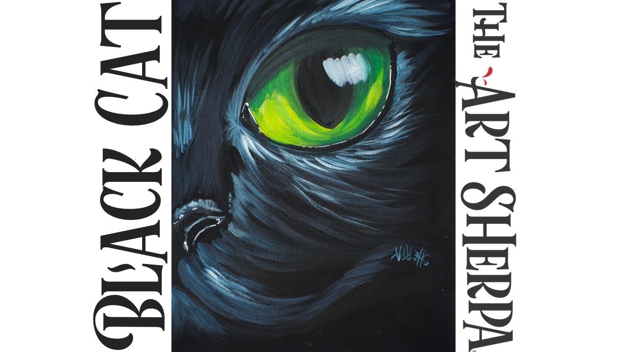 How to paint Acrylic for beginners An easy Black Cat on Canvas | TheArtSherpa