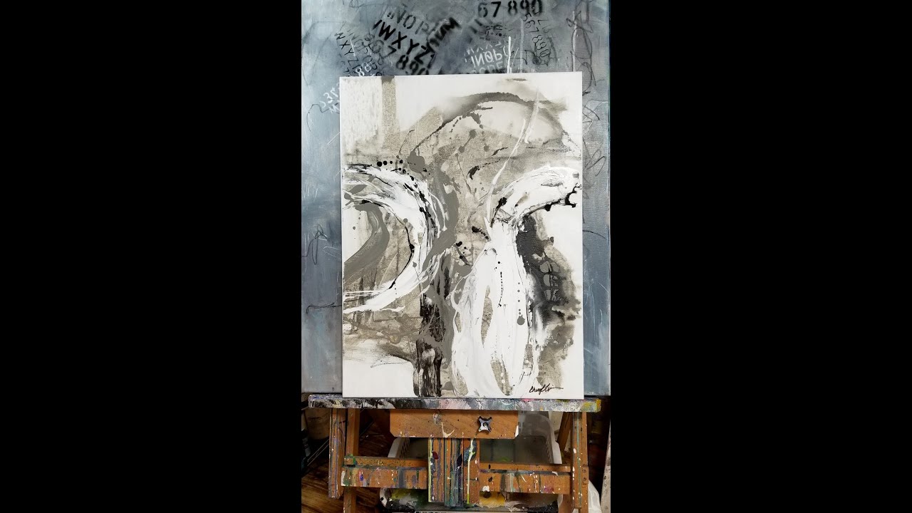 Graphite, Acrylics. Layering acrylics from under painting to thicker layers.  Black, White, Grays