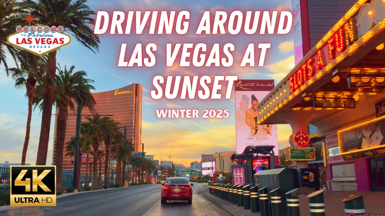 [4K] Sunset Drive on The Las Vegas Strip - February 2025