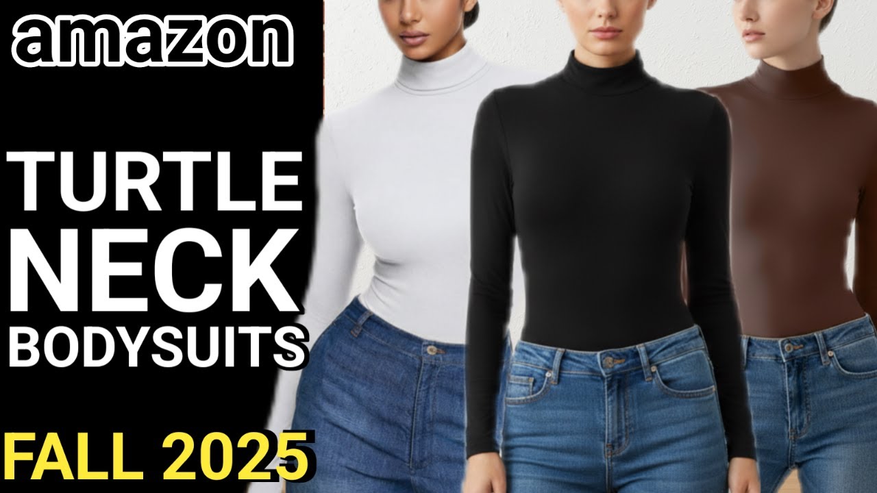 🔥10 BEST MOCK TURTLE NECK BODYSUITS FOR FALL 2025 ON AMAZON model try on haul