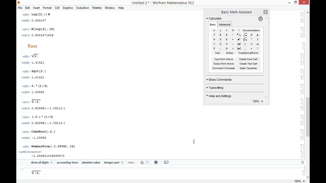 Wolfram Mathematica intro basic calculations