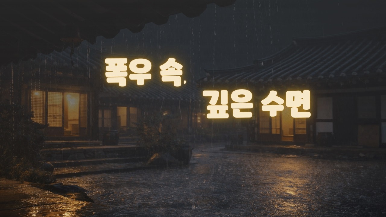 한옥 마당에 쏟아지는 폭우 빗소리 🌧 수면 ASMR | Heavy Rain in a Hanok Courtyard for Sleep (40 Minutes)