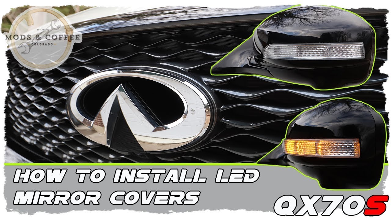 Как установить светодиодные накладки на зеркала Infiniti QX70 FX50 FX37 FX35 2009-2017