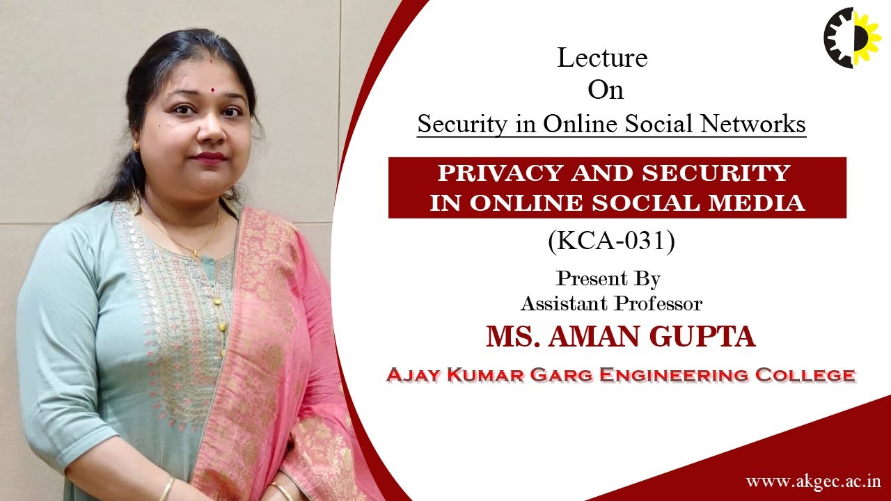 ''Security in Online Social Networks'' PRIVACY AND SECURITY IN ONLINE SOCIAL MEDIA Lecture 02 By Ms