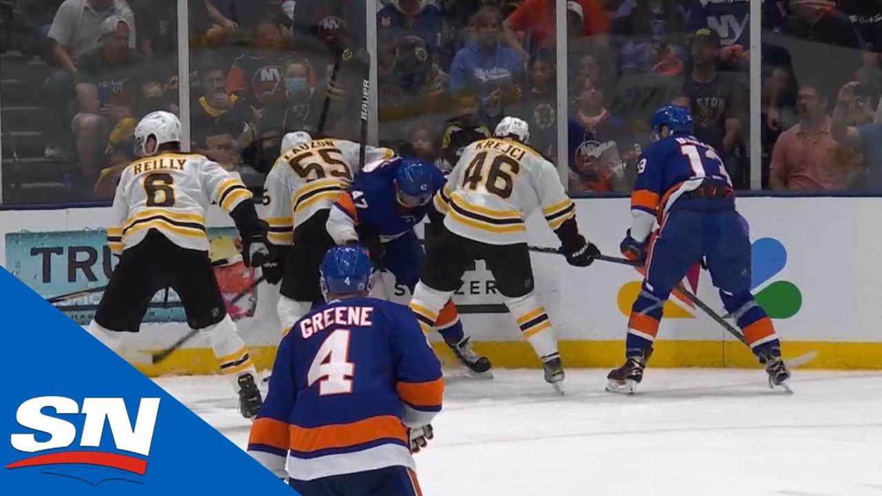 Mathew Barzal Shaken Up After Taking Stick To Groin Area