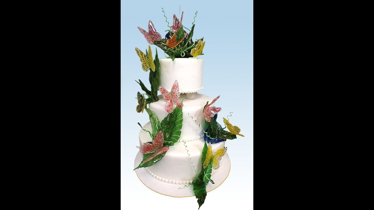 Sugar Craft Isomalt Butterflies Wedding Cake Decorating How-To Video Tutorial Part 10