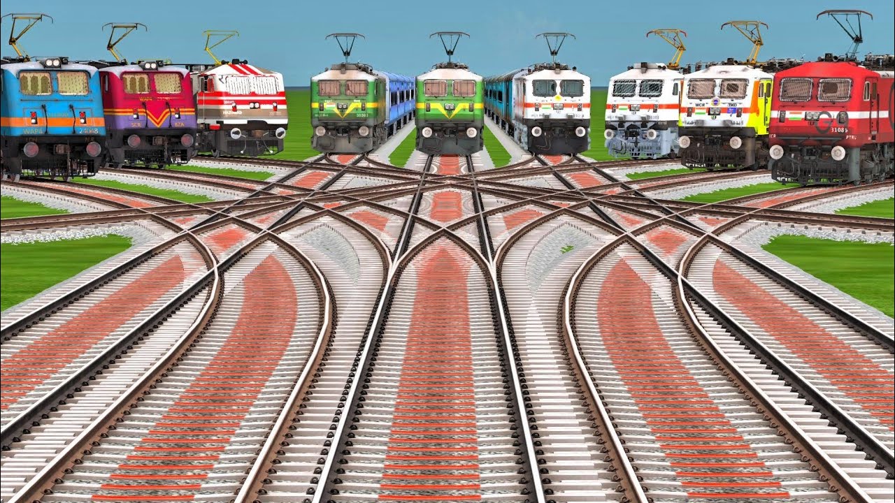 Electric Locomotive Chain Run on BumpyXpress Curved Railroad | Train Simulator
