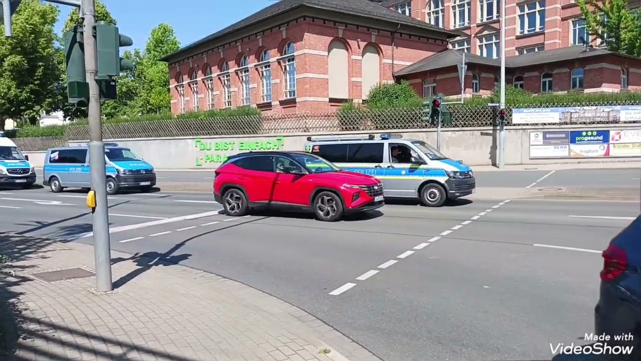 Polizei Großeinsatz in Jena zur Absicherung einer Demonstration am 14,6,2025 